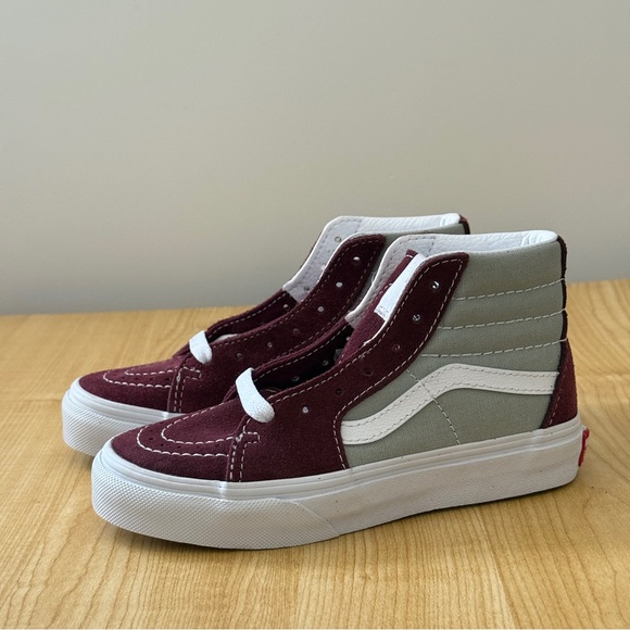 Vans Sk8-Hi Zip Youth High Top Sneakers Burgundy and Gray - Picture 1 of 6